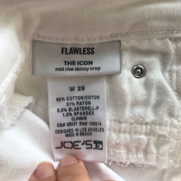 NWT Joe’s Jeans Flawless The Icon Mid Rise Skinny Crop Cuff Hennie White Size 29 - Picture 13 of 14